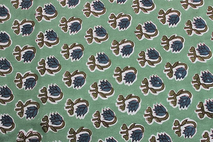 Ridhi Hand Block Print Basil Green Rectangle Cotton Tablecloth 90" x 60" Reusable Table Cover Decorative Everyday Use for Dining, Farmhouse, Home Gift for Spring, Easter, Valentine